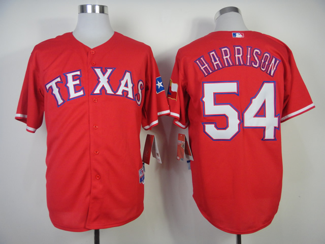 Men Texas Rangers #54 Harrison Red MLB Jerseys